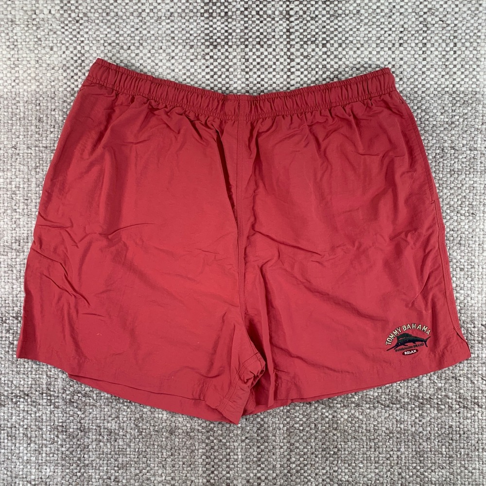 Tommy Bahama Swim Trunks Mens XXL Red Relaxed Marlin Logo Mesh Board Shorts